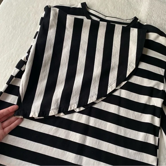 Who what‎ wear Black and White Striped Women's Top size Large bell sleeves - Picture 4 of 10